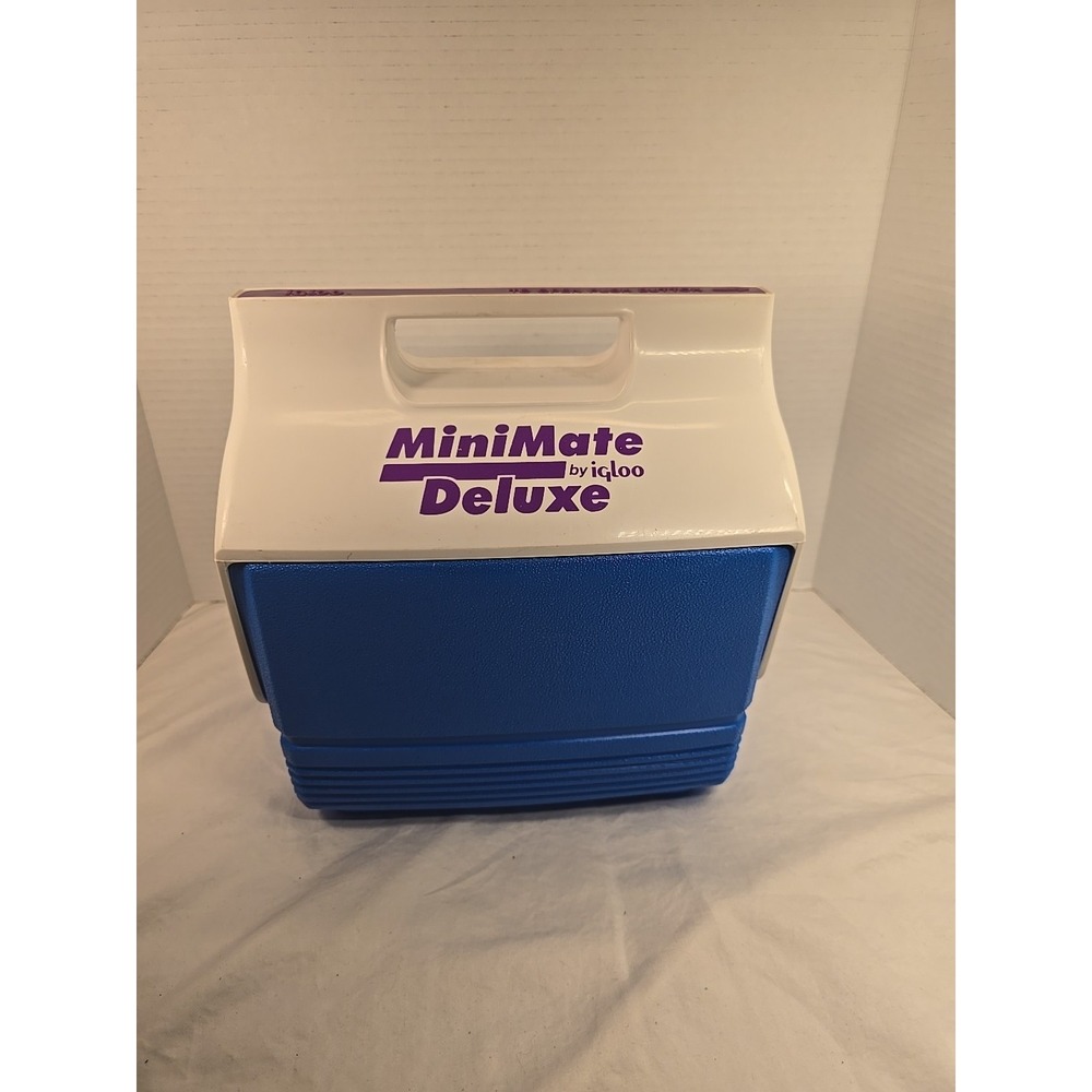 Igloo Mini Mate Deluxe Personal Cooler Lunch Box White‎ Blue Purple Vintage